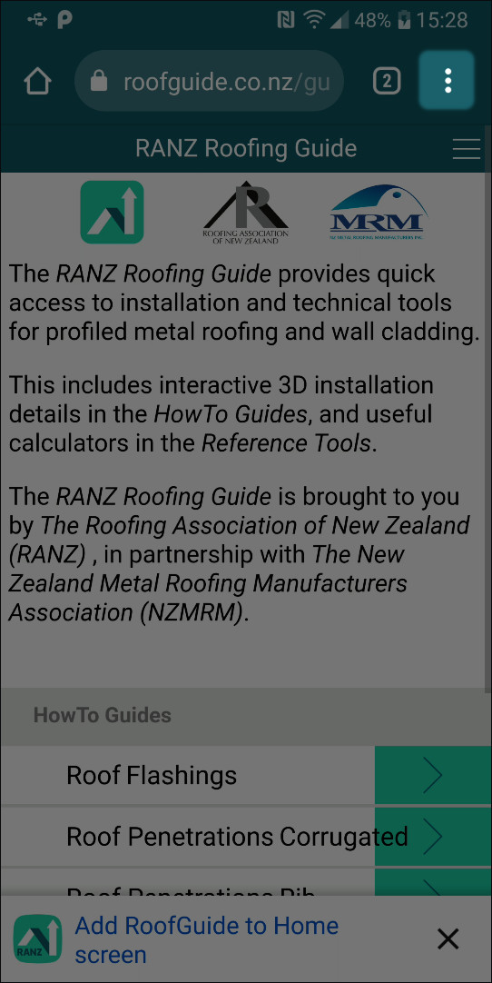 Install from Menu Mobile